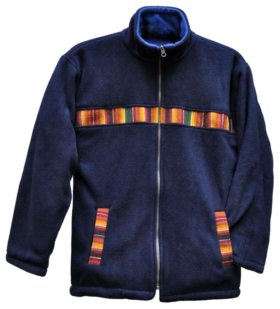 Velour jacket with traditional aguayo fabric - made in Bolivia