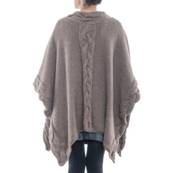 100% Alpaca, Hand-knit Ruana Poncho with cable stitch