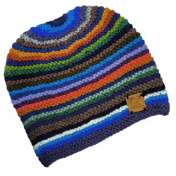 Hand knitted rainbow hat Large size