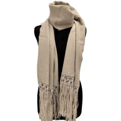 Shawl with silk fringes - Alpaca wool and silk