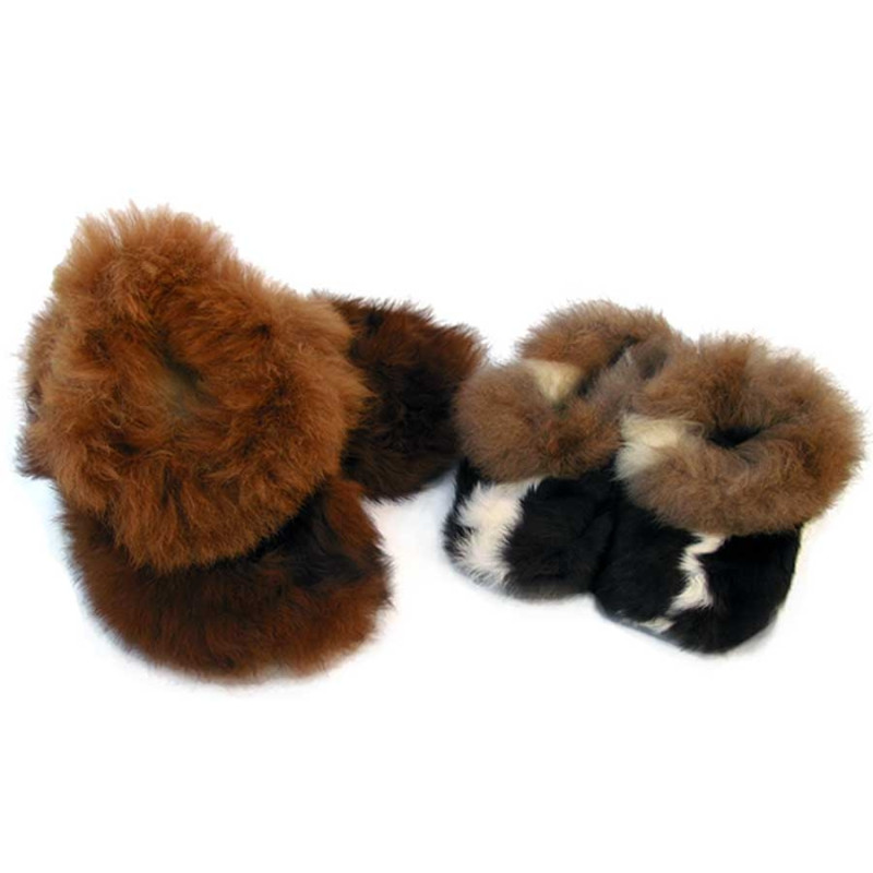 100 Alpaca Wool Plush Slippers for Children Made in Bolivia