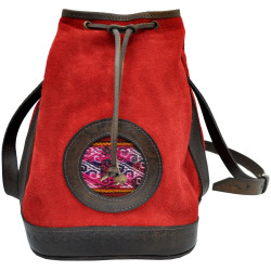 Chamois leather bag with aguayo - Genuine leather 